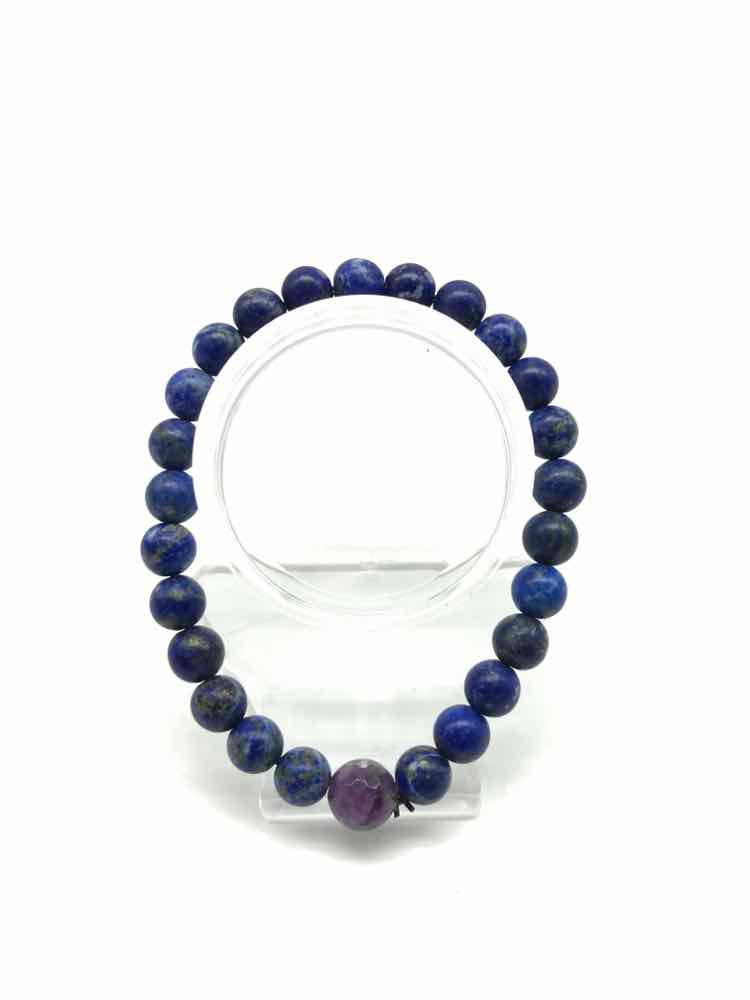 Blue Lapis Mens Stretchy Bracelet