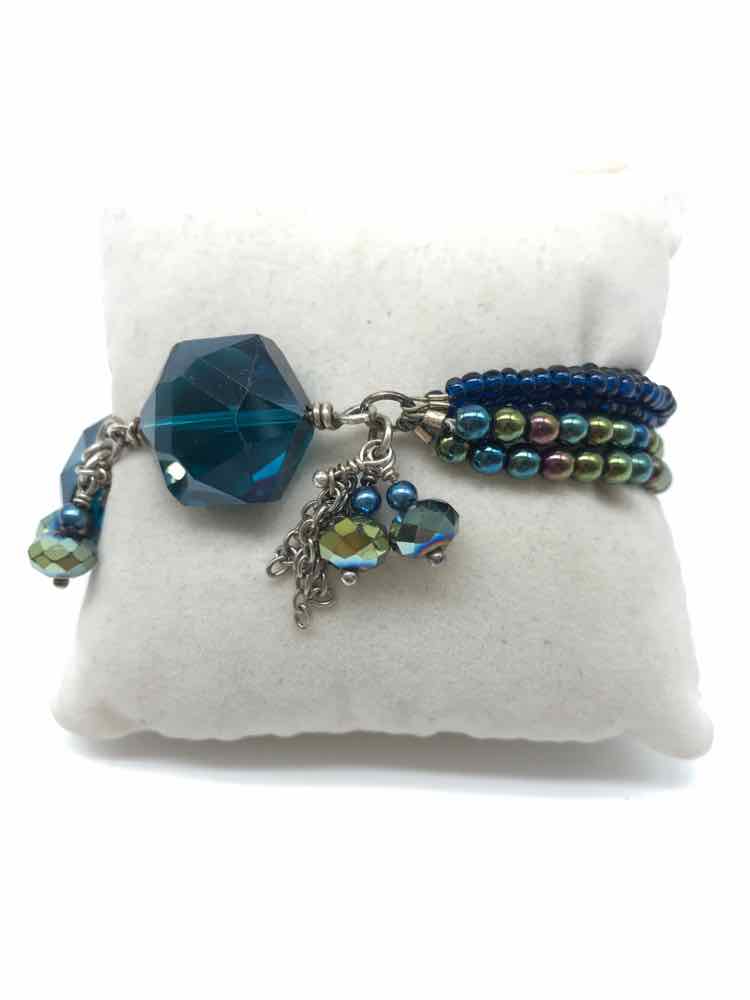 Blue Multi Strand Beaded Bracelet