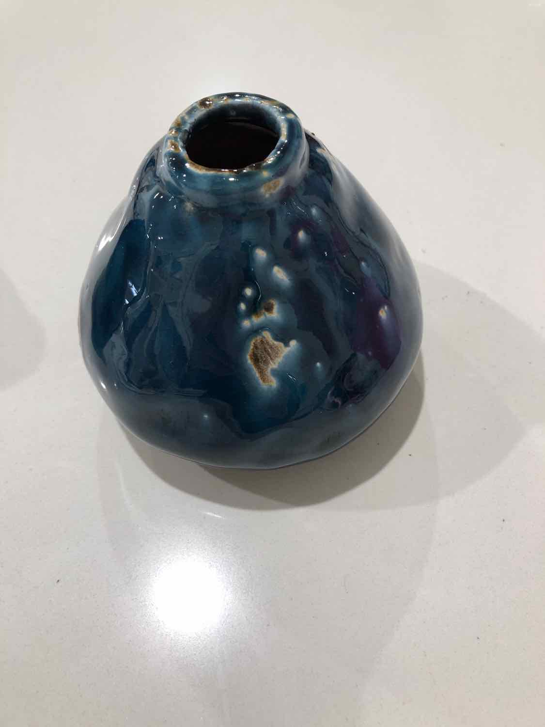 Blue Pottery Bud Vase