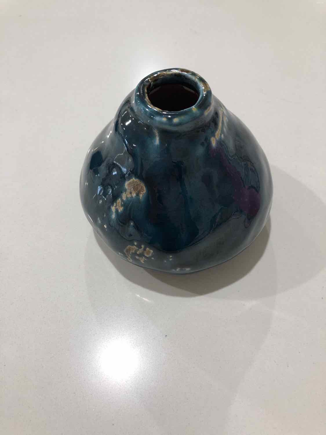 Blue Pottery Bud Vase