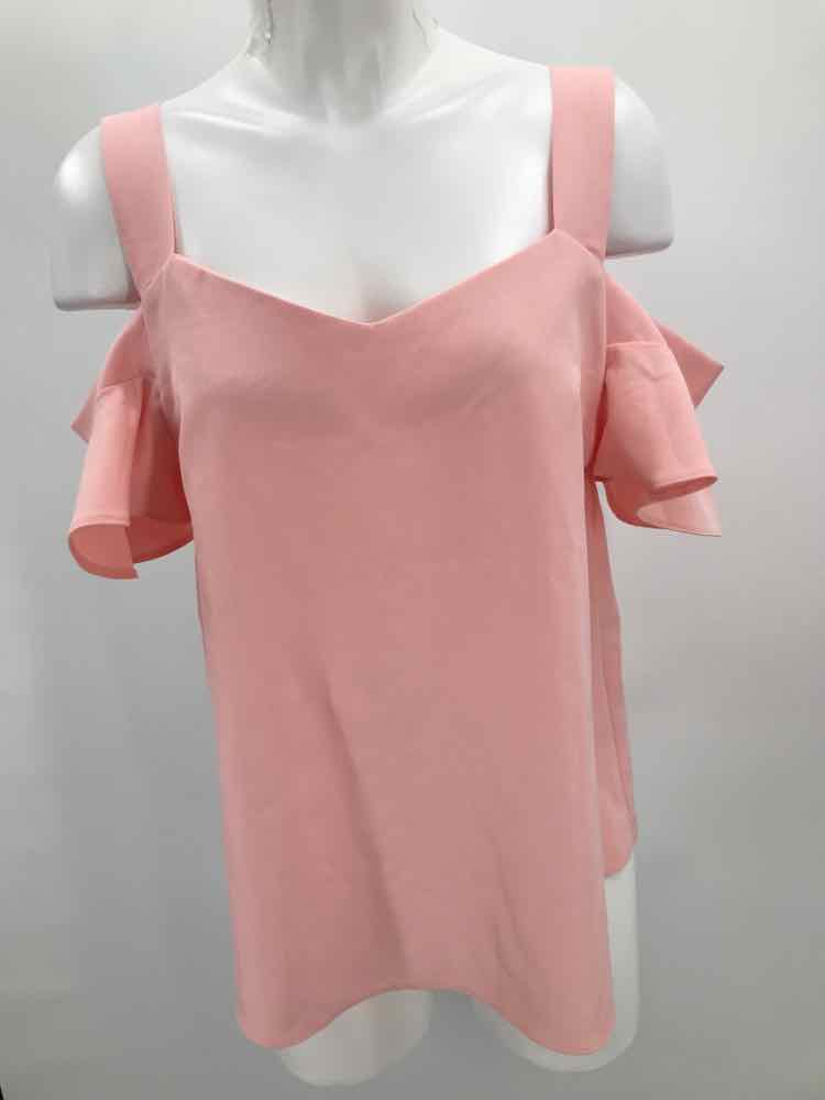 Blue Rain Pink Size Medium Ruffle Open Shoulder Blouse