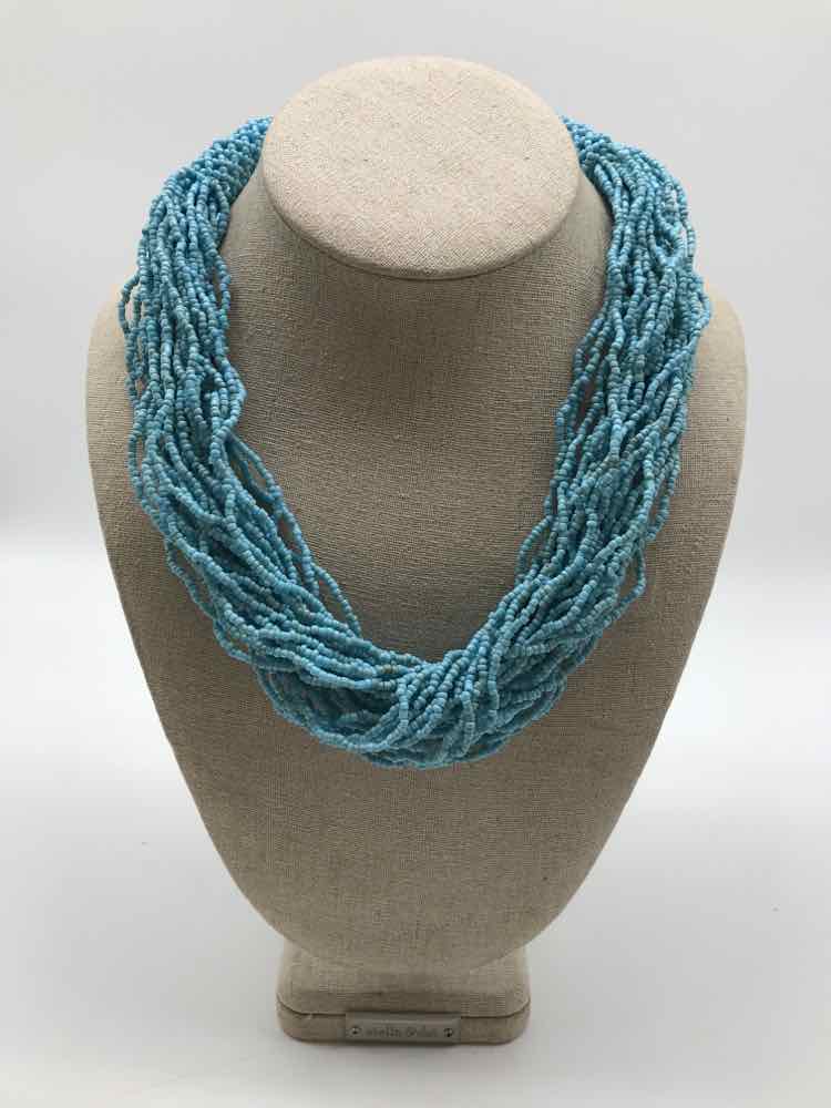 Blue Seed Bead Chunky Necklace