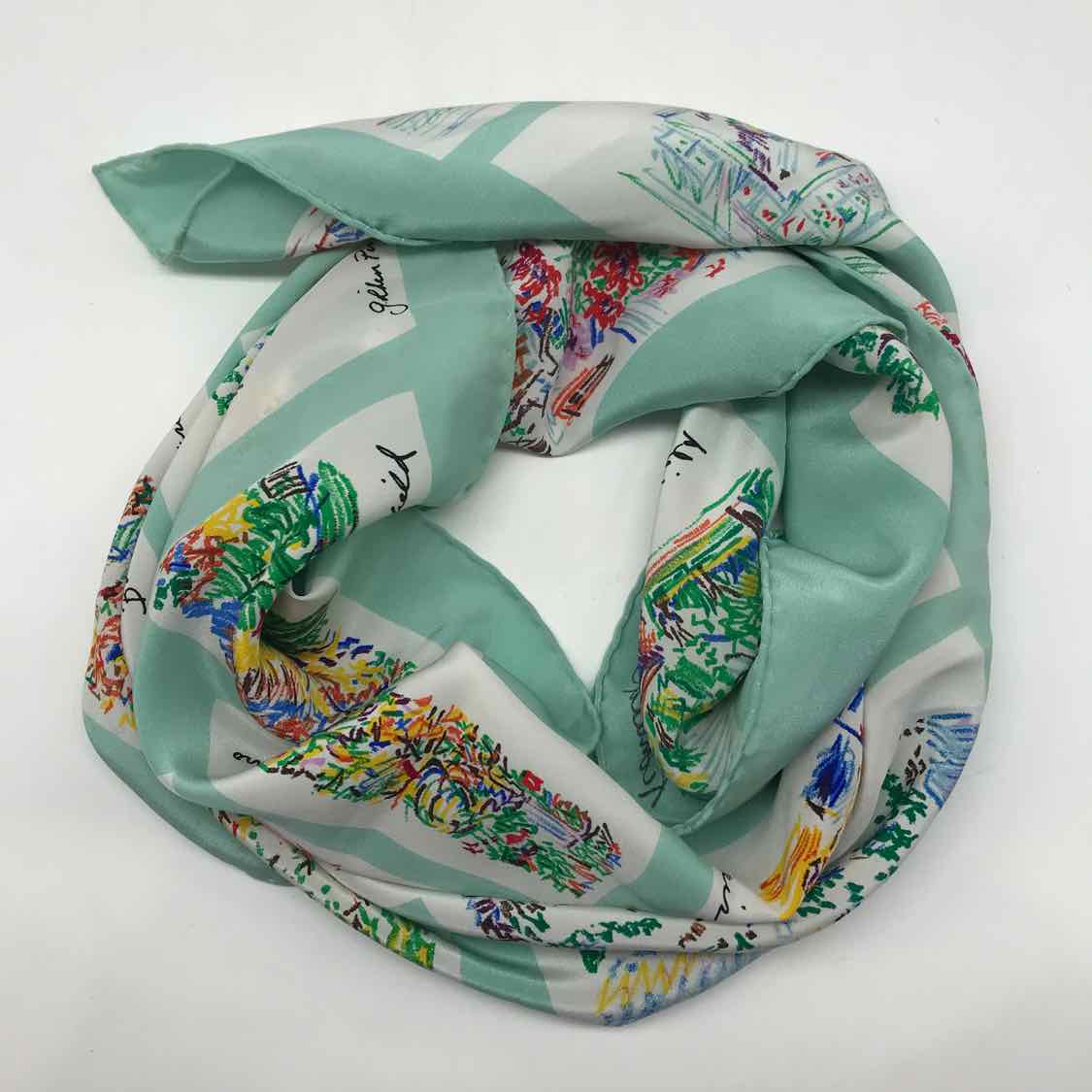 Blue Silk Graphic En Soie Scarves