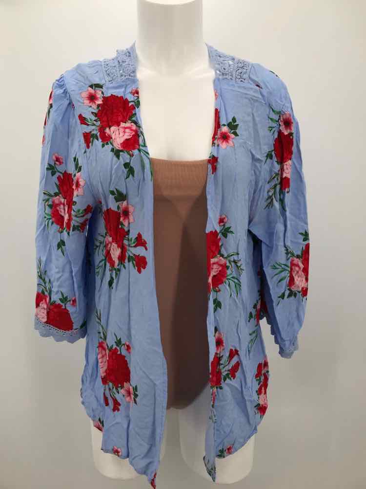 Blue Size One Size Floral Shawl