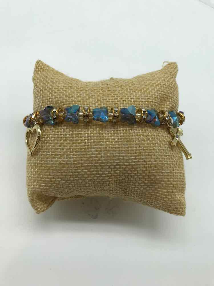 Blue Stretchy Beaded Bracelet