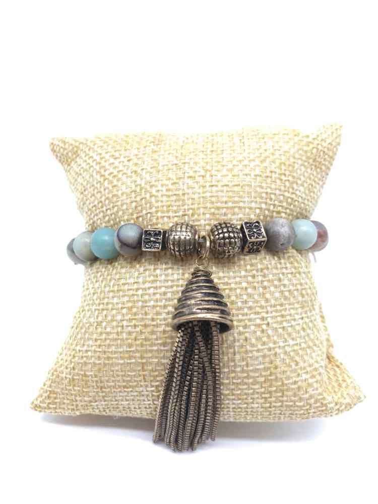 Blue Tassel Beaded Bracelet