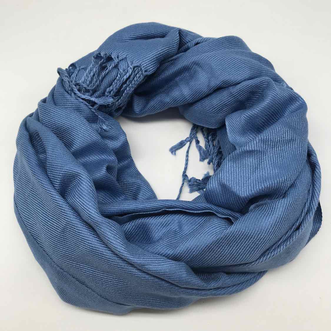 Blue Viscose Tassel Scarves