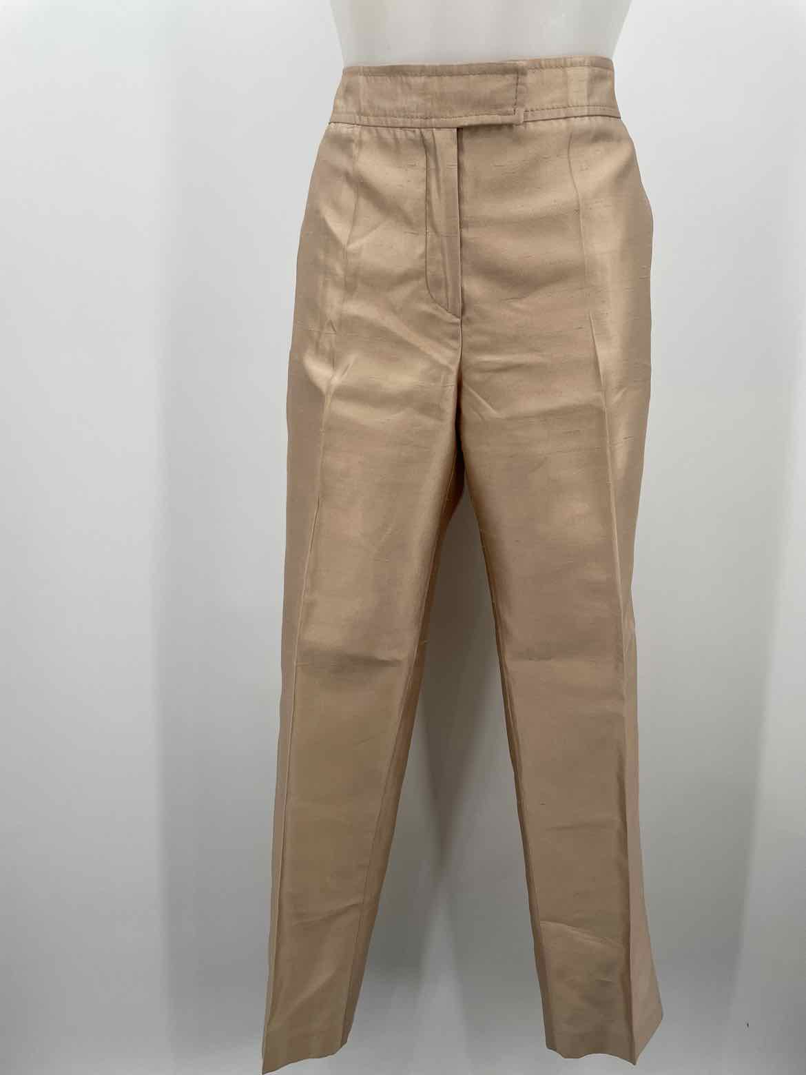 Blumarine Gold Size 12 Silk Dress Pants