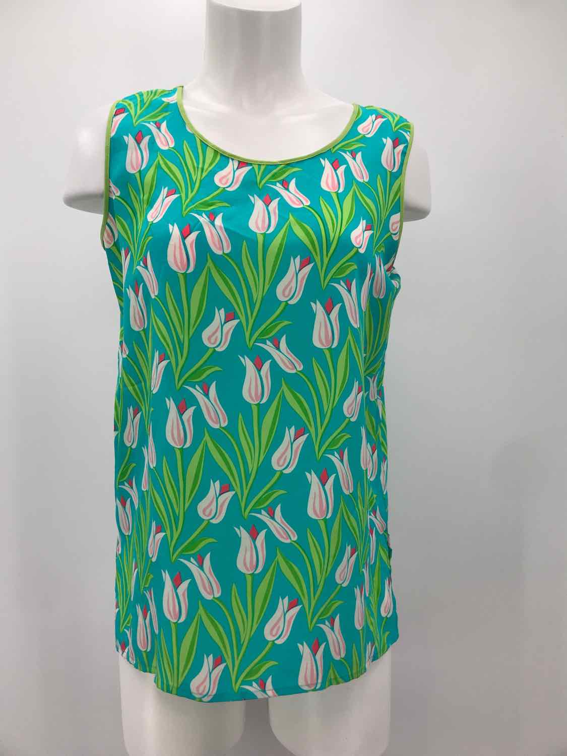 Bob Mackie Green Size Small Silk Floral Tank Top