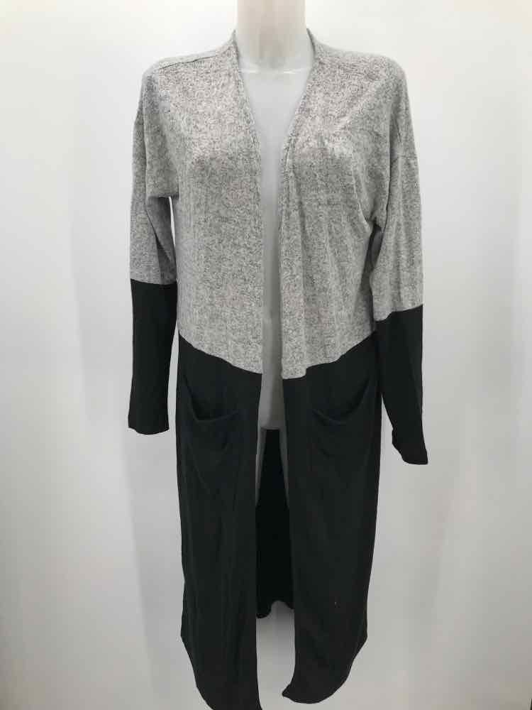 Bobeau Grey Size Medium Colorblock Long Cardigan