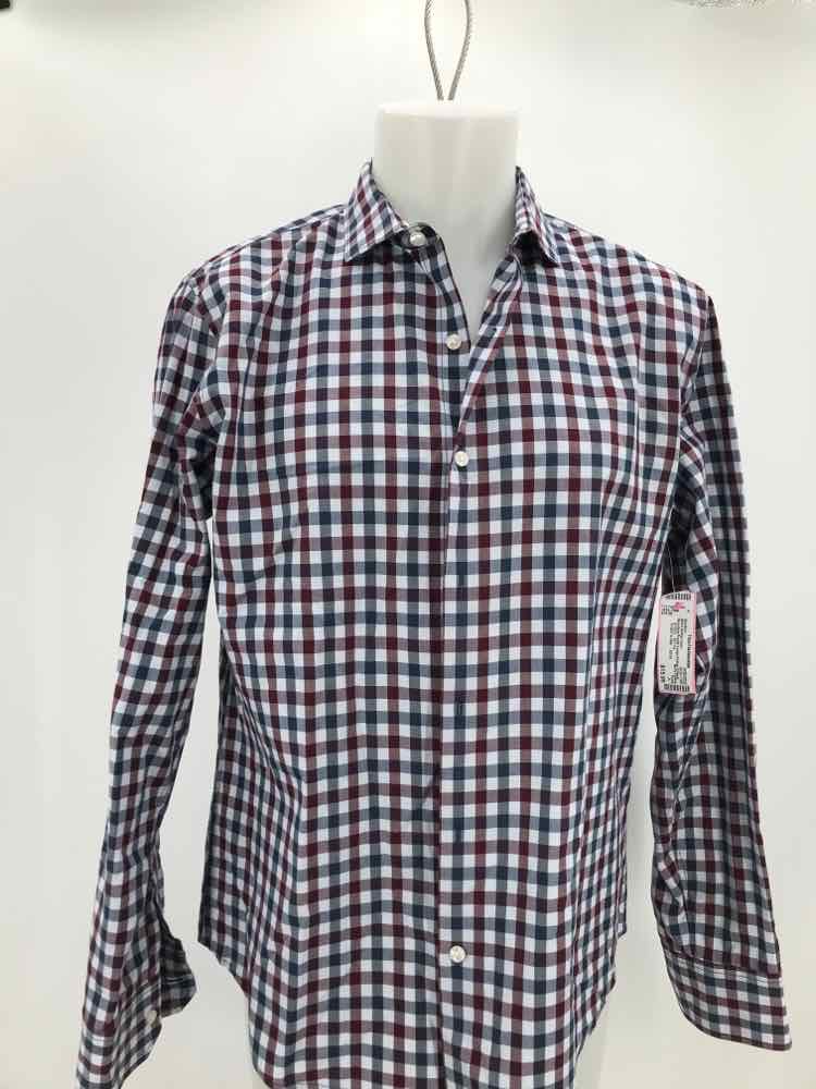 Bonobos Purple Large Cotton Check Print Long Sleeve Men's Button Down