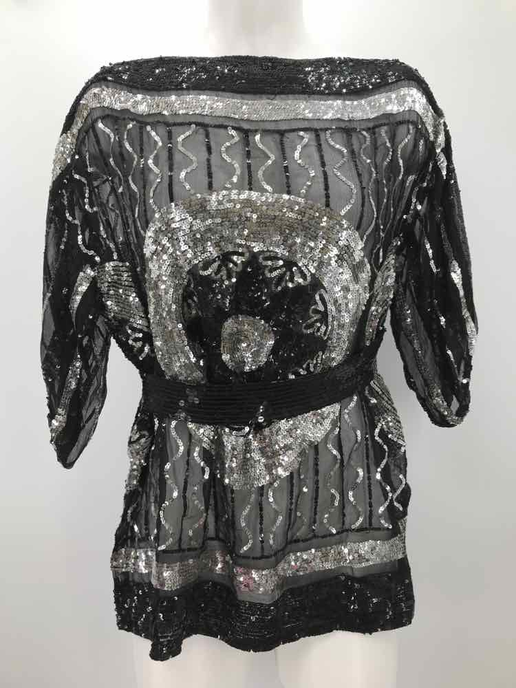 Bonwit Teller Black Size Large Sequin Blouse