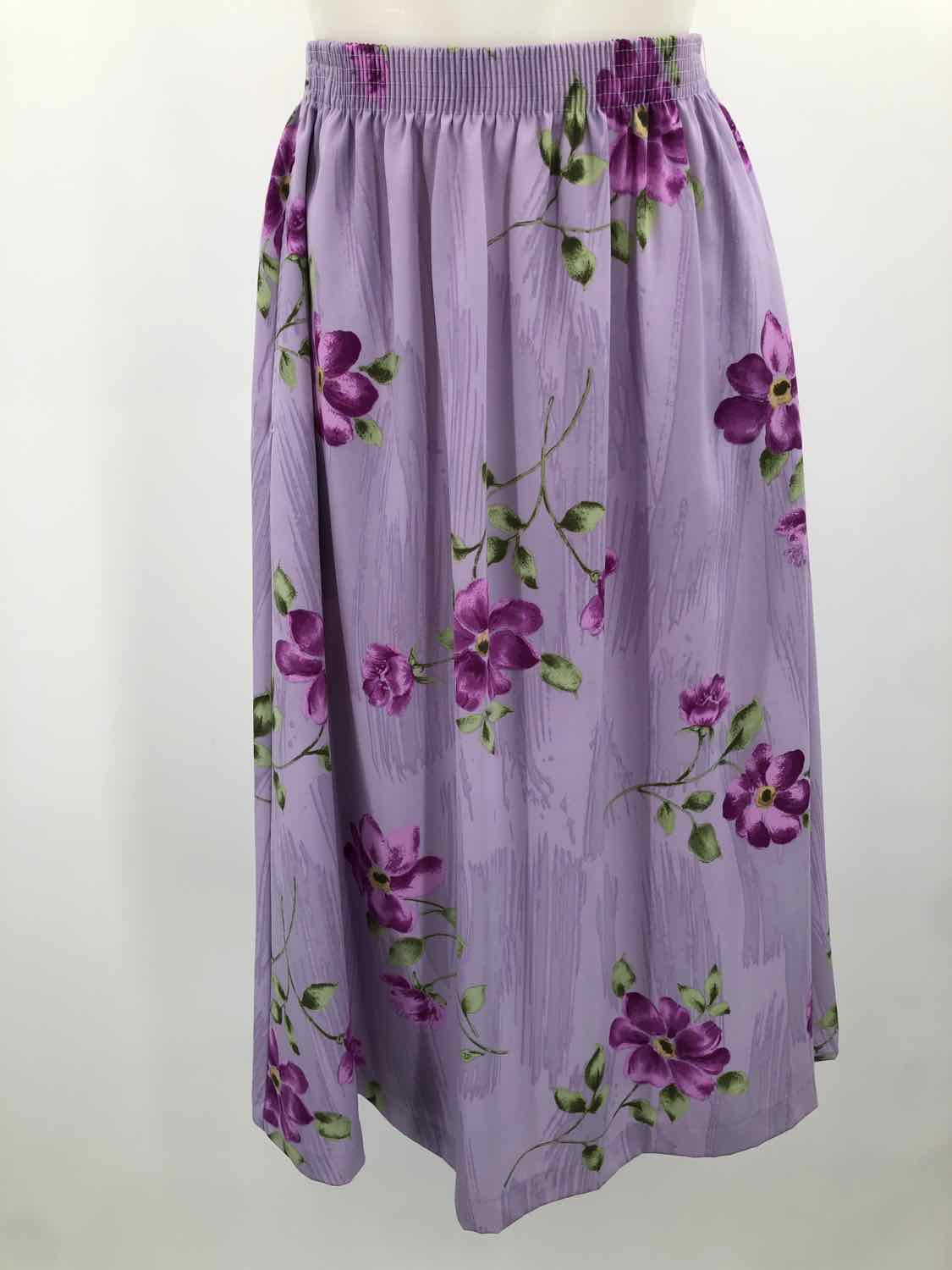 Bonworth Purple Size Small P Polyester Floral Pull on Skirt