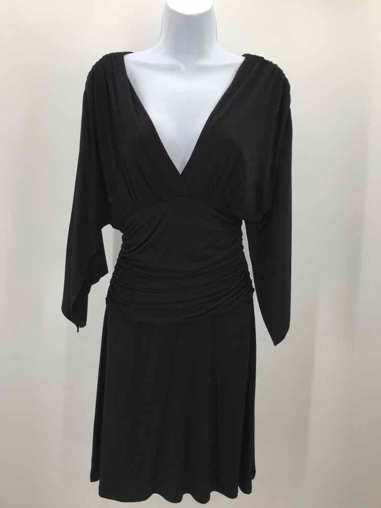 Boston Proper Black Size XS V Neck Knee Length Long Sleeve Dress