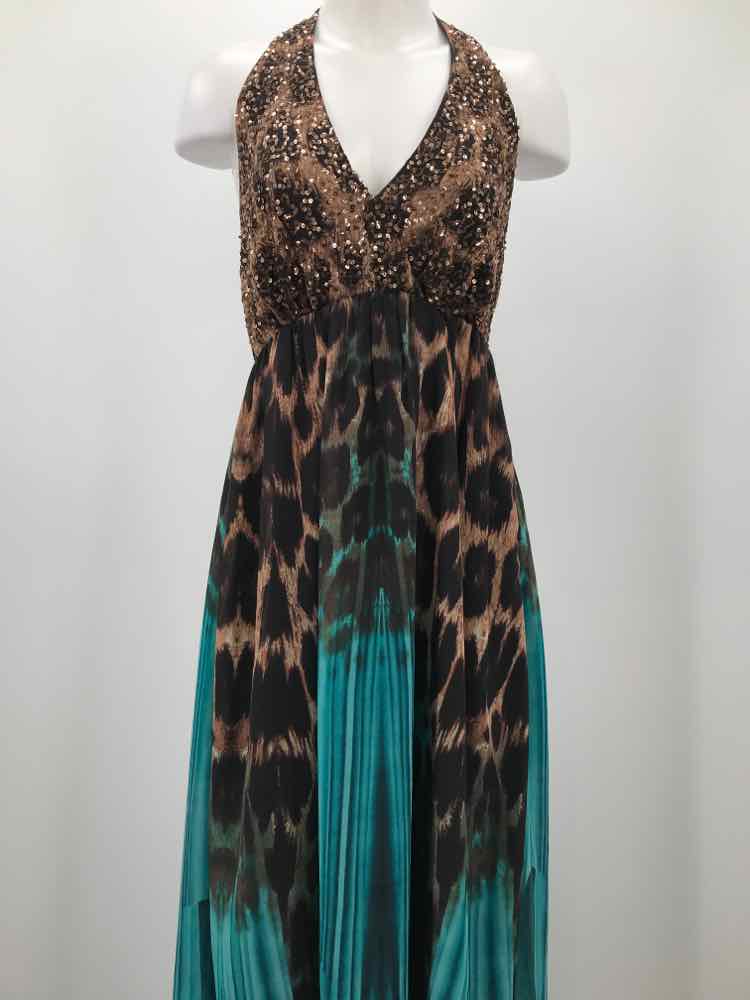 Boston Proper Blue Size Small Ombre Printed Long Halter Dress