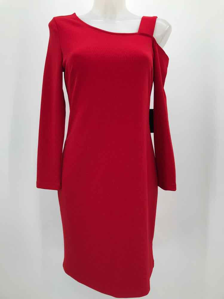 Boston Proper Red Size XS Open Shoulder Short Long Sleeve Dress