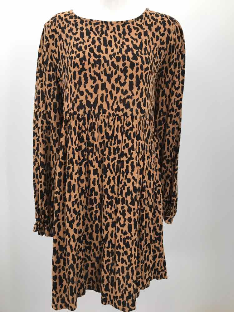 BP Brown Size Medium Printed Short Long Sleeve Dress