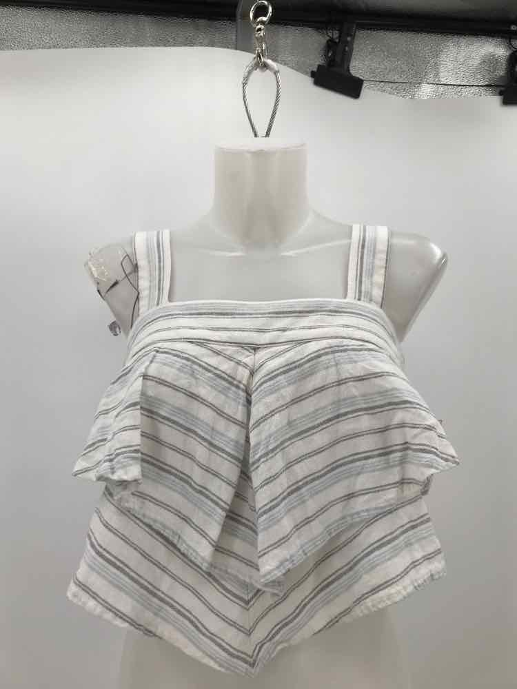 BP White Size XS Stripe Cropped Tank Top