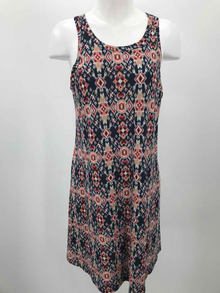 Braeve Navy Size XL Printed Knee Length Sleeveless Dress