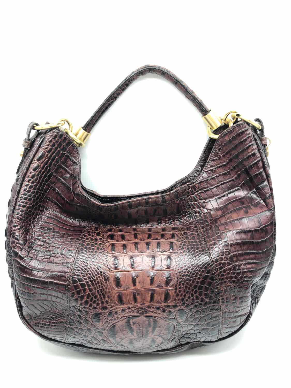 Brahmin Brown Crocodile Grain Hobo Bag Leather Hobo