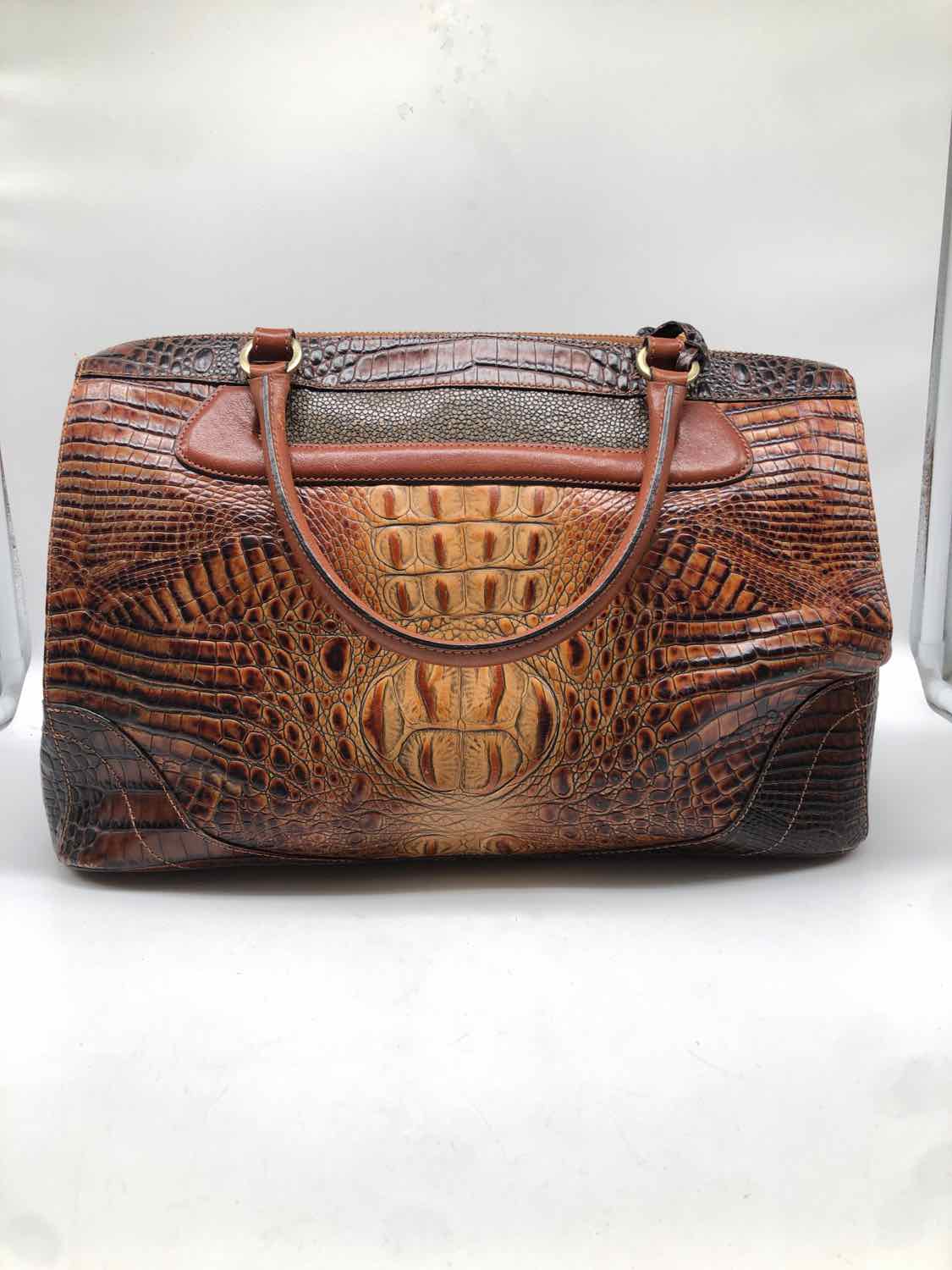 Brahmin Brown Crocodile Grain Shoulder Bag Leather Shoulder Bag