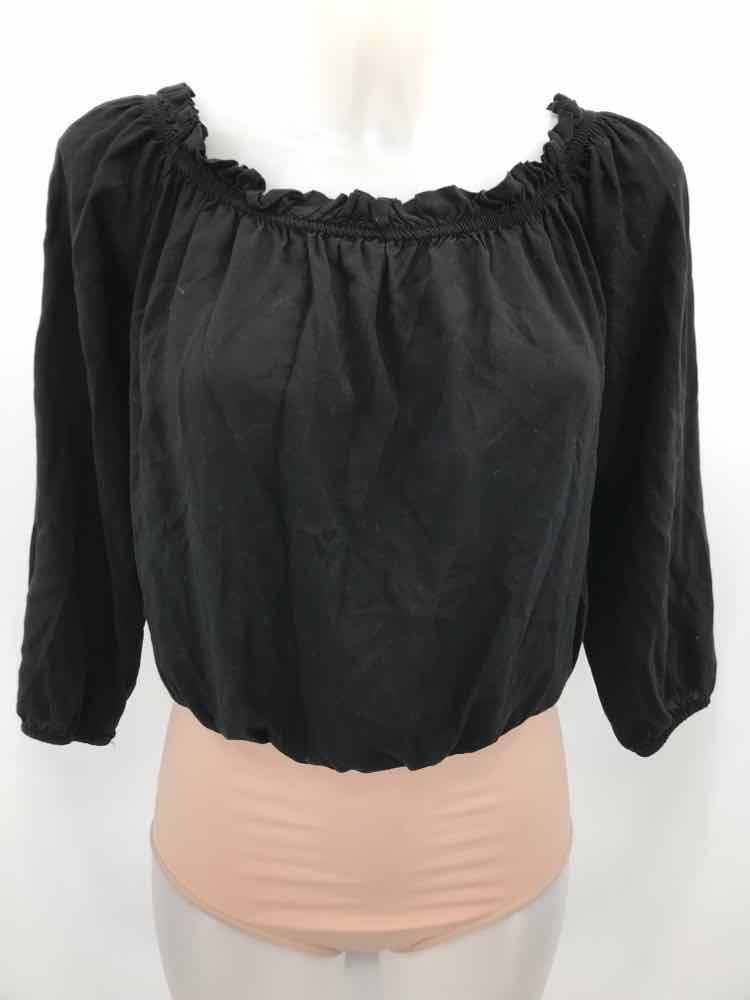 Brandy Melville Black Size One Size Long Sleeve Open Shoulder Blouse