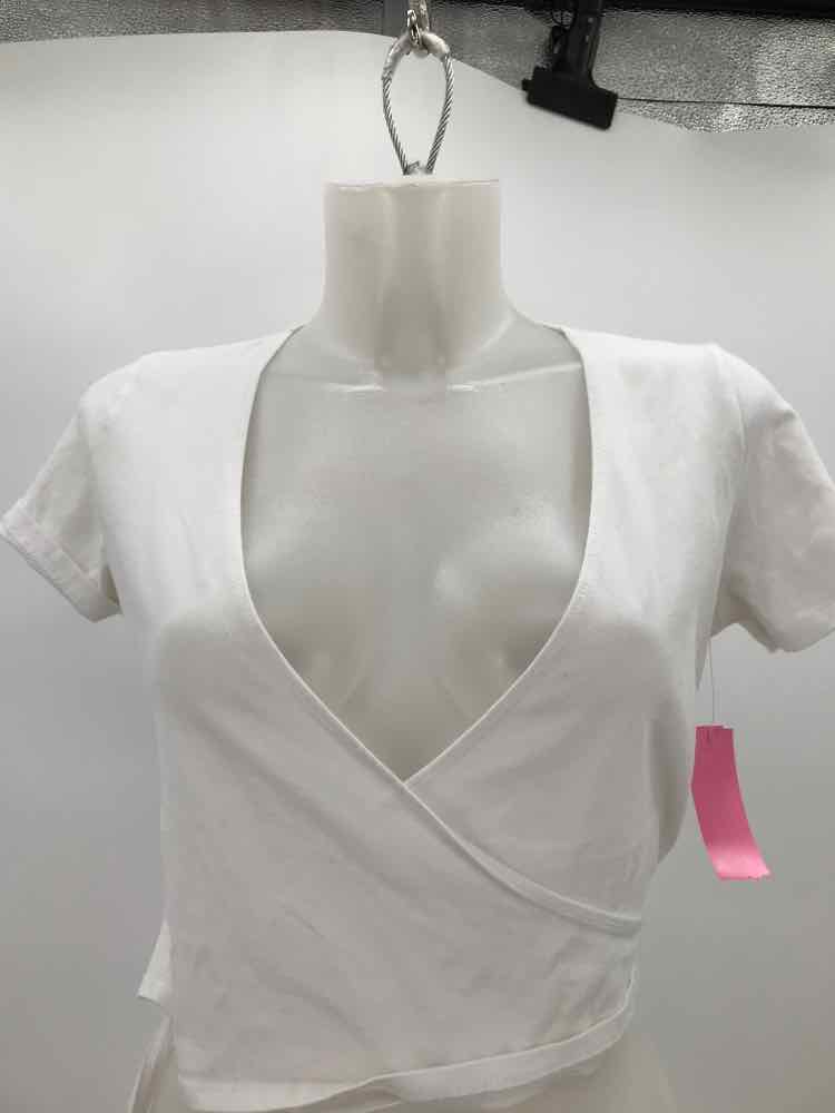 Brandy Melville White Size XS Cropped Wrap Blouse