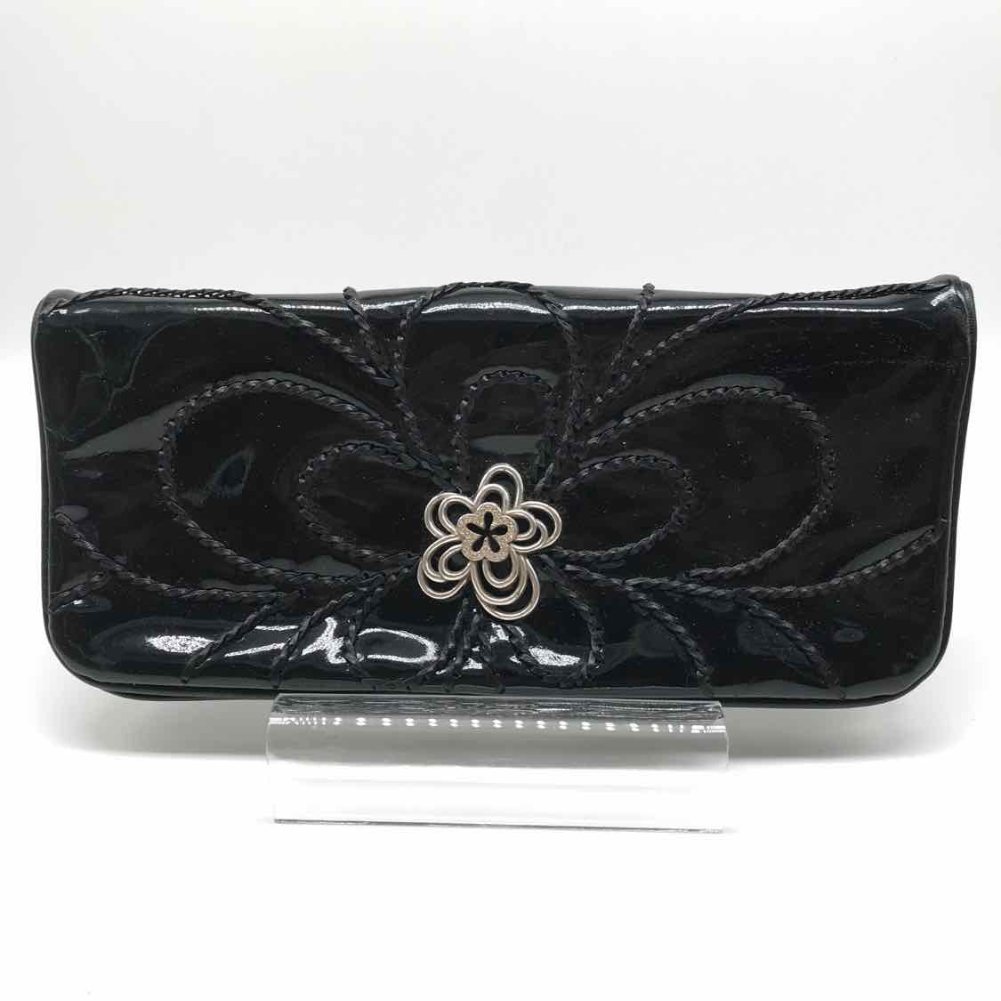 Brighton Black Patent Floral Clutch