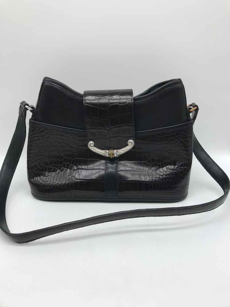 Brighton Black Textured Shoulder Leather Shoulder Bag