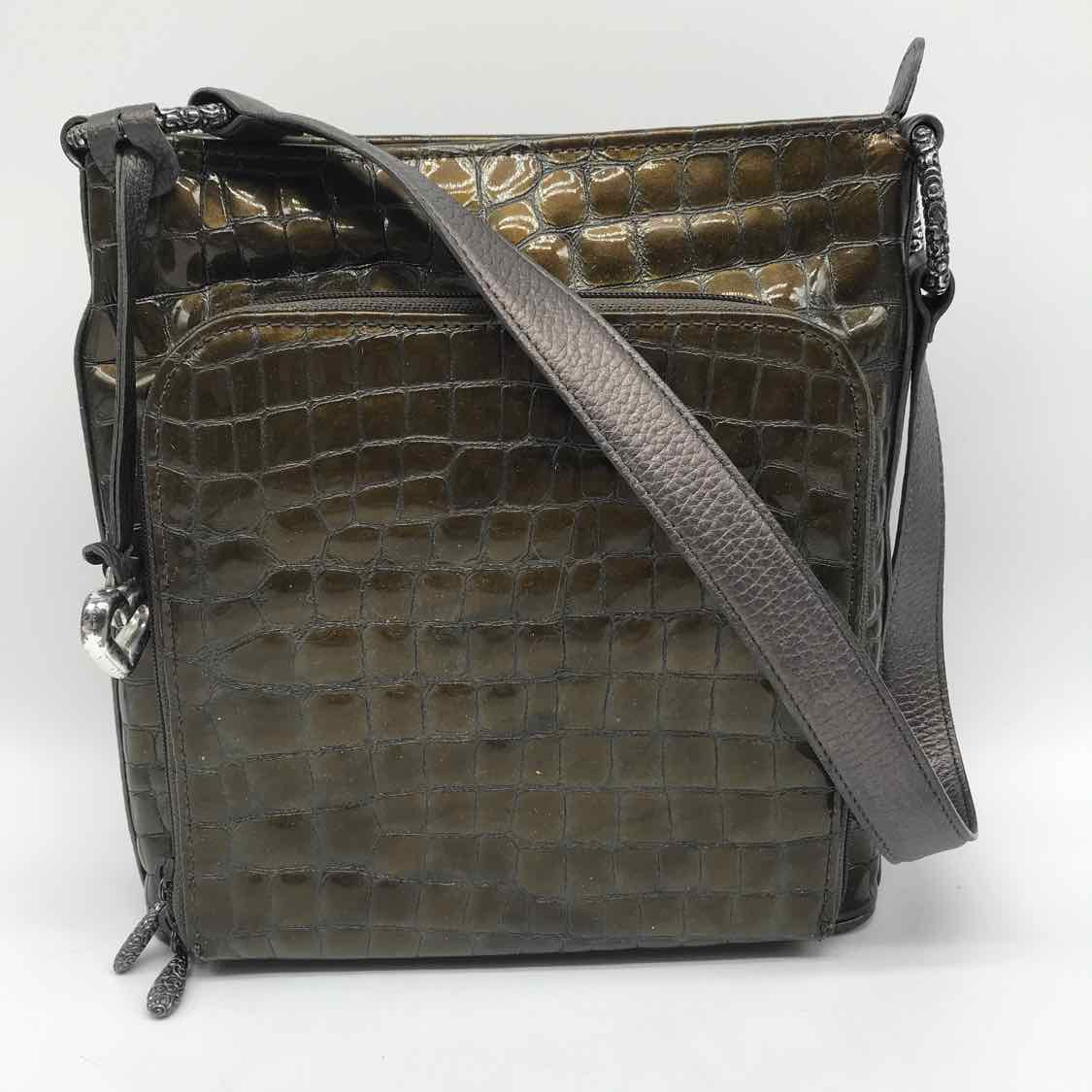 Brighton Green Crocodile Grain Leather Crossbody Leather Crossbody