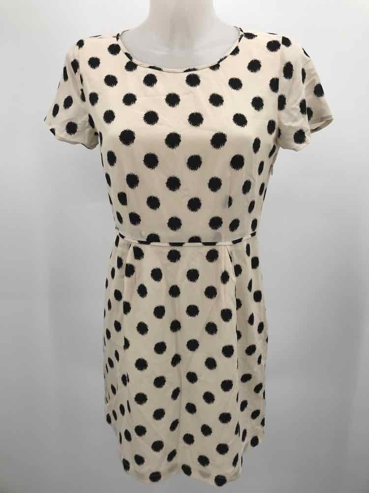 Broadway & Broom Tan Size 2 Polka Dot Short Short Sleeve Dress