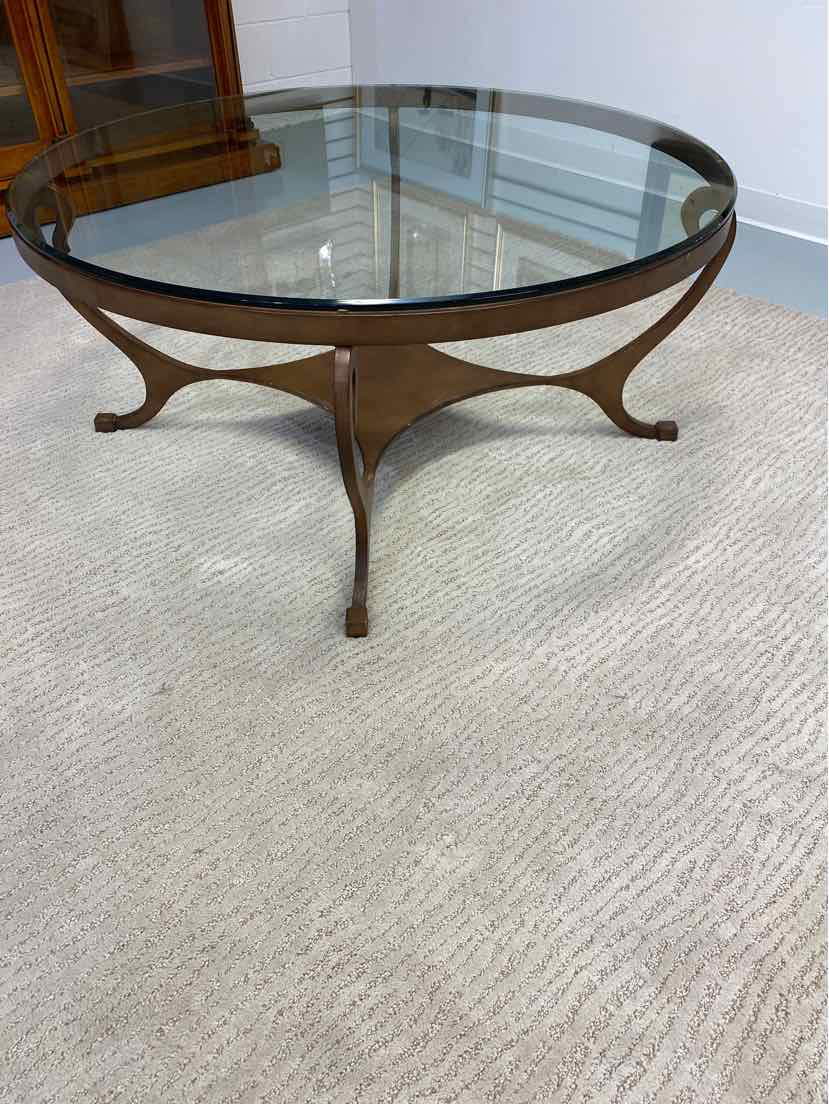 Bronze Metal Living Room Glass Coffee Table