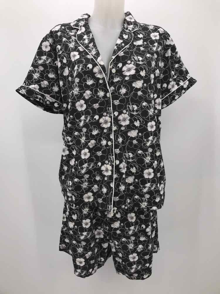 Brooks Brothers Black Size XL Cotton Floral Set Pajamas