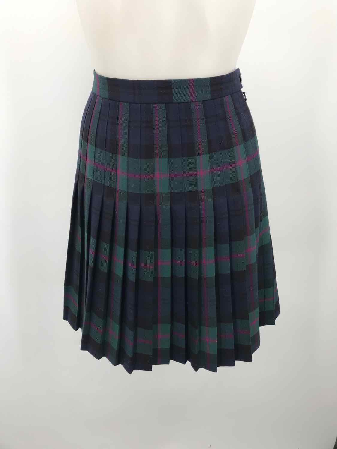 Brooks Brothers Navy Size 2 Plaid Pleated Swing Skirt