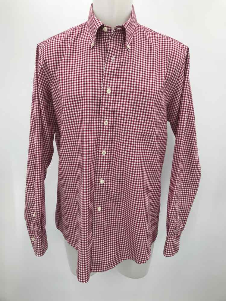 Brooks Brothers Red Large Supima cotton Check Print Men's Button Down