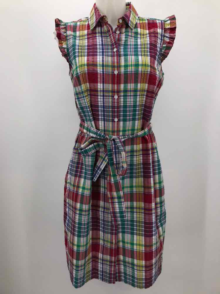 Brooks Brothers Red Size 6 Plaid Midi Button Down Dress