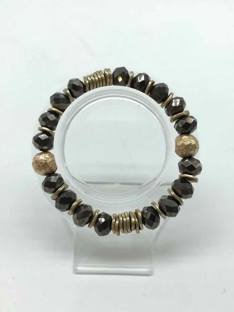 Brown Beaded Stretchy Bracelet