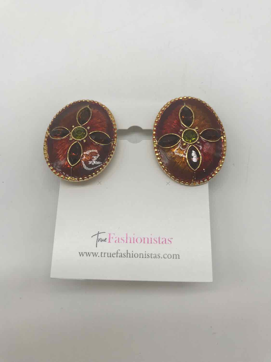 Brown Enamel Clip-On Earring