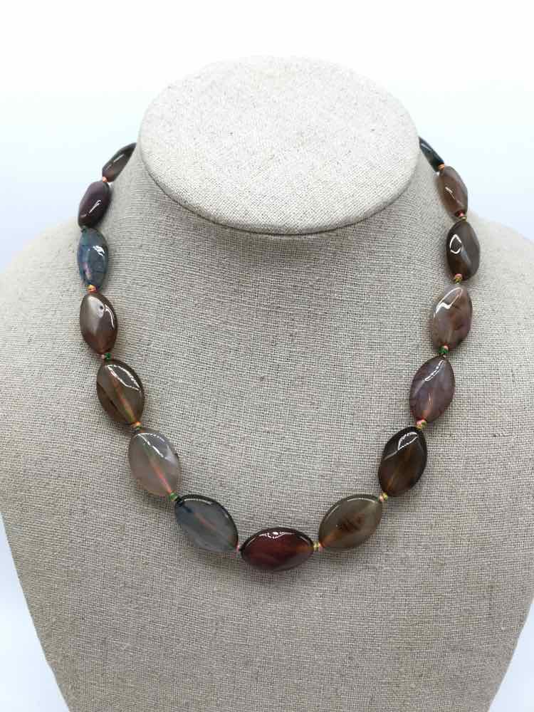 Brown Glass Beaded Necklace