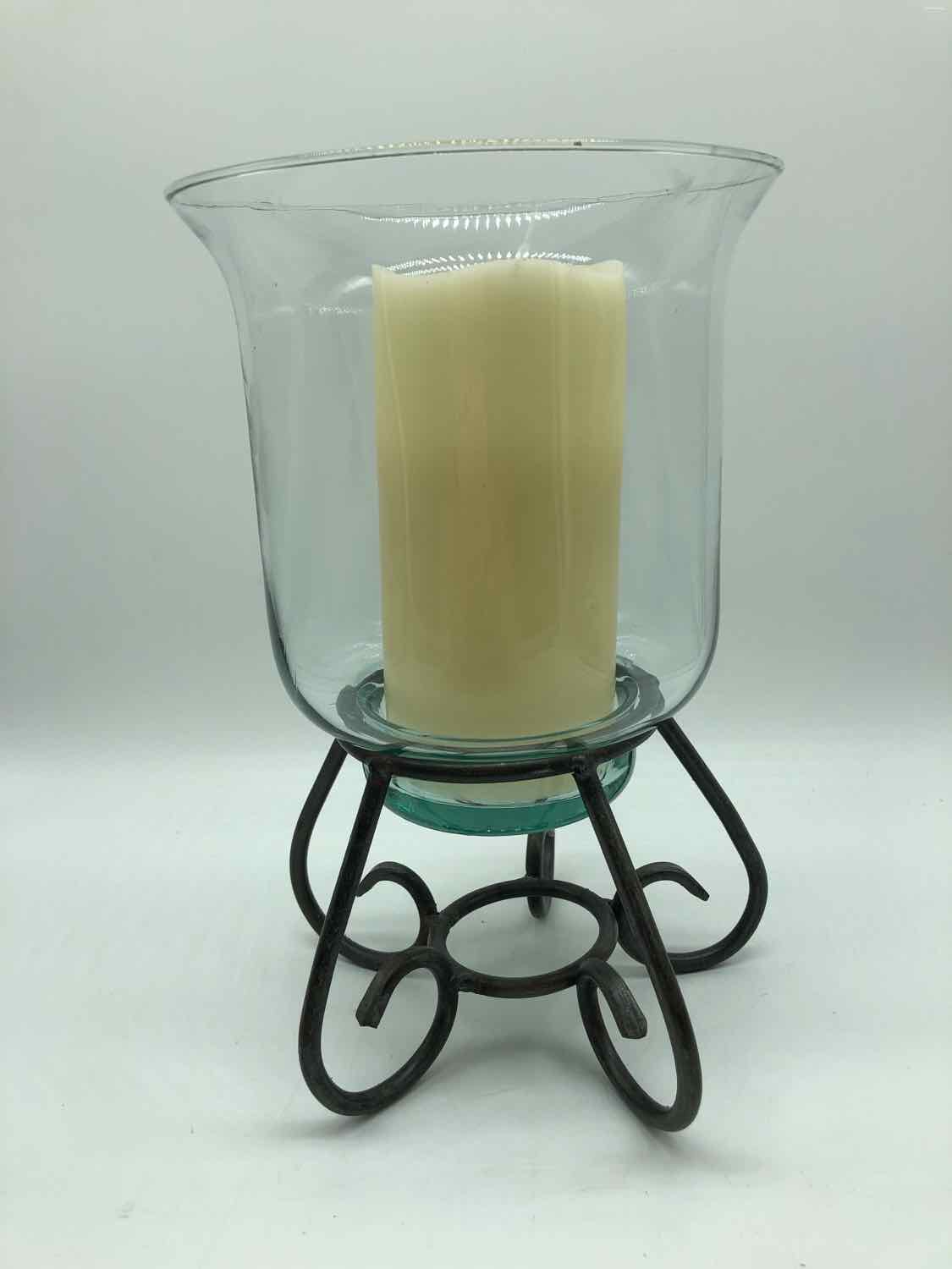 Brown Glass Candle Holder With Bttery Operted Candle