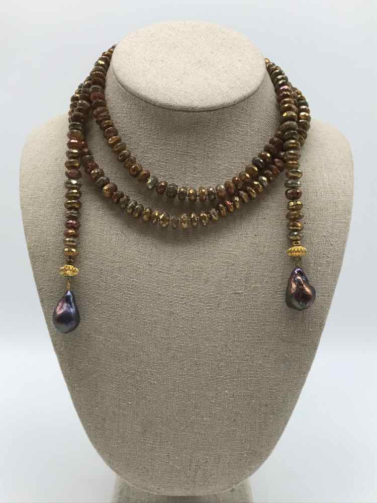 Brown Labradorite Beaded Necklace