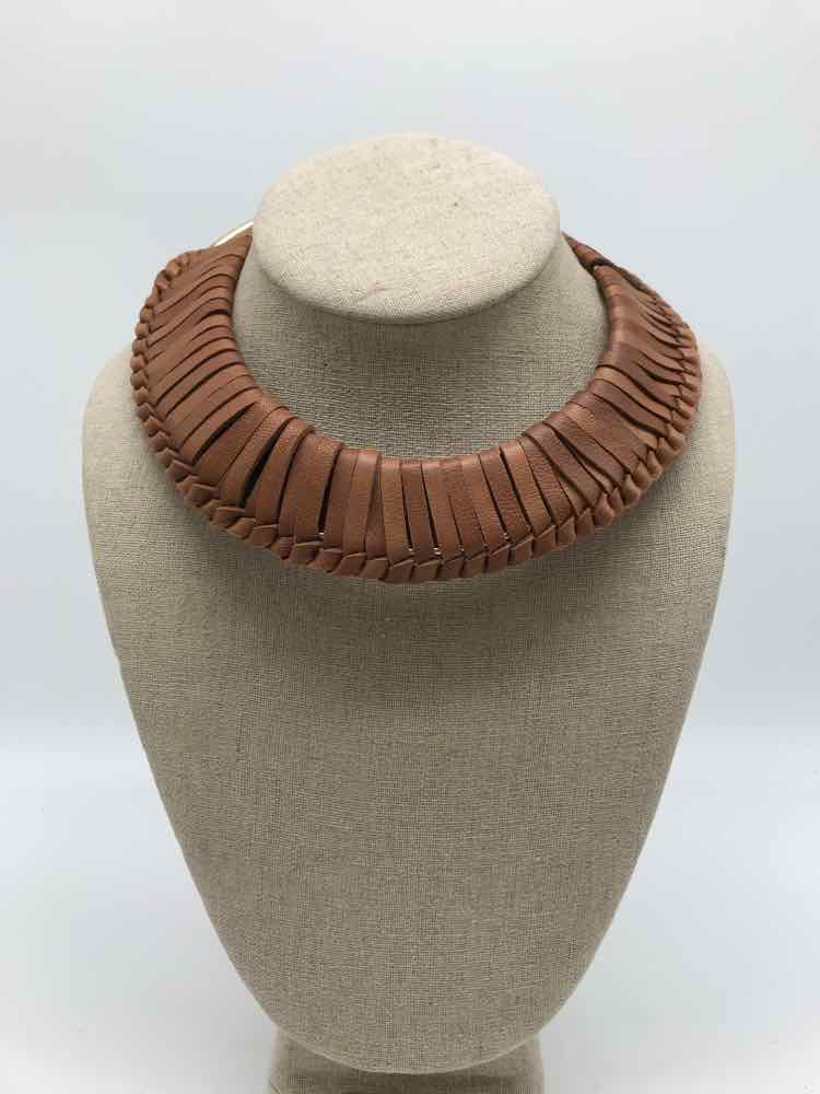 Brown Leather Choker Necklace