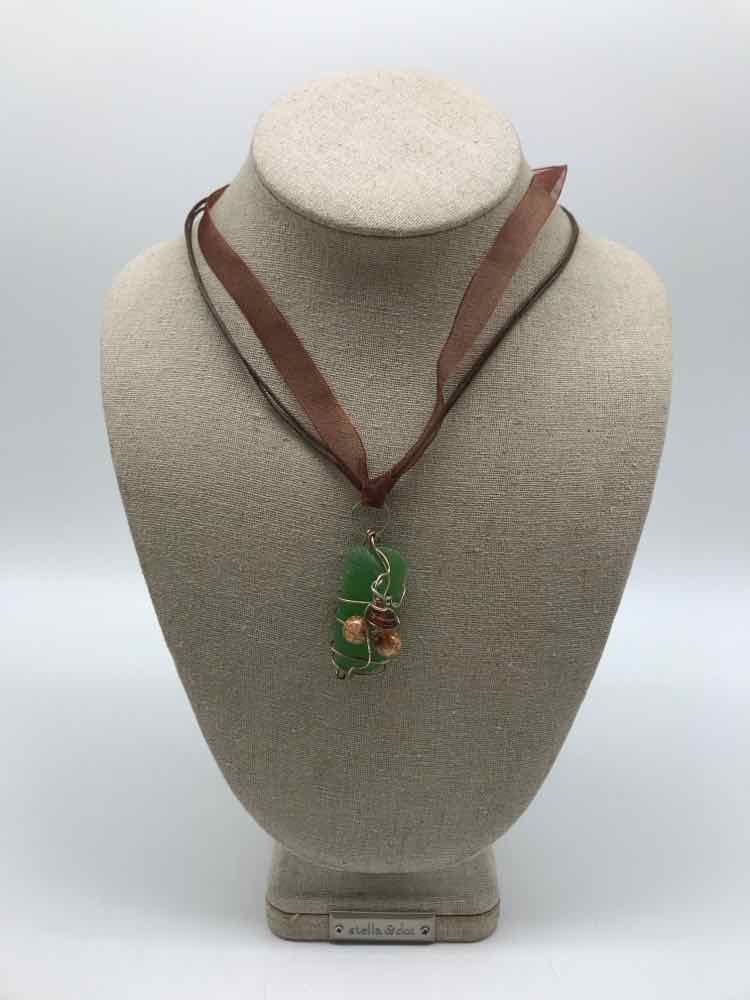 Brown Seaglass Pendant Necklace