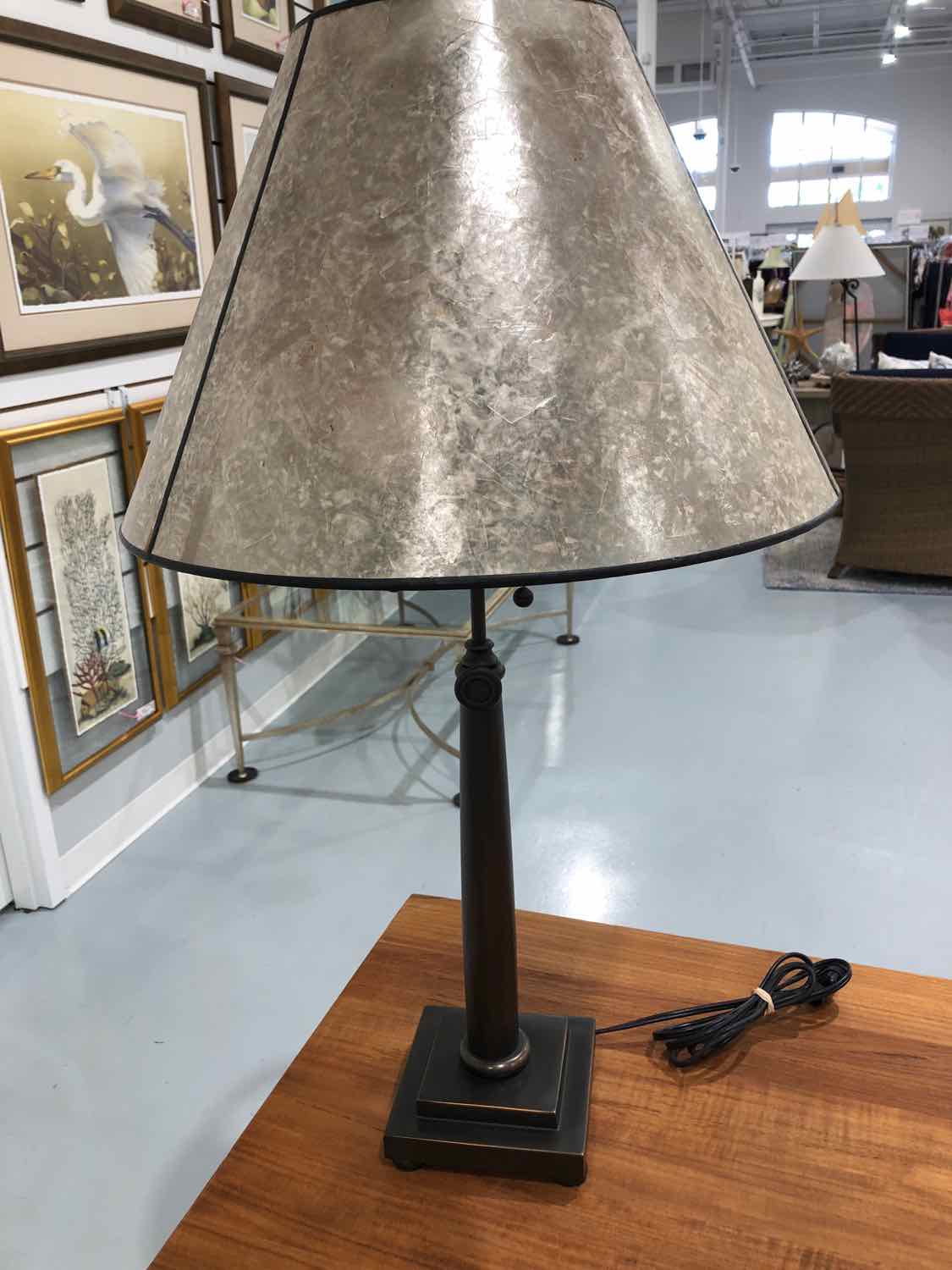 Brown Shell Shade Metal Table Lamp