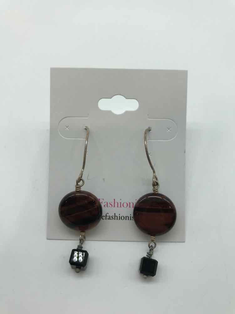 Brown Stone Drop Earrings