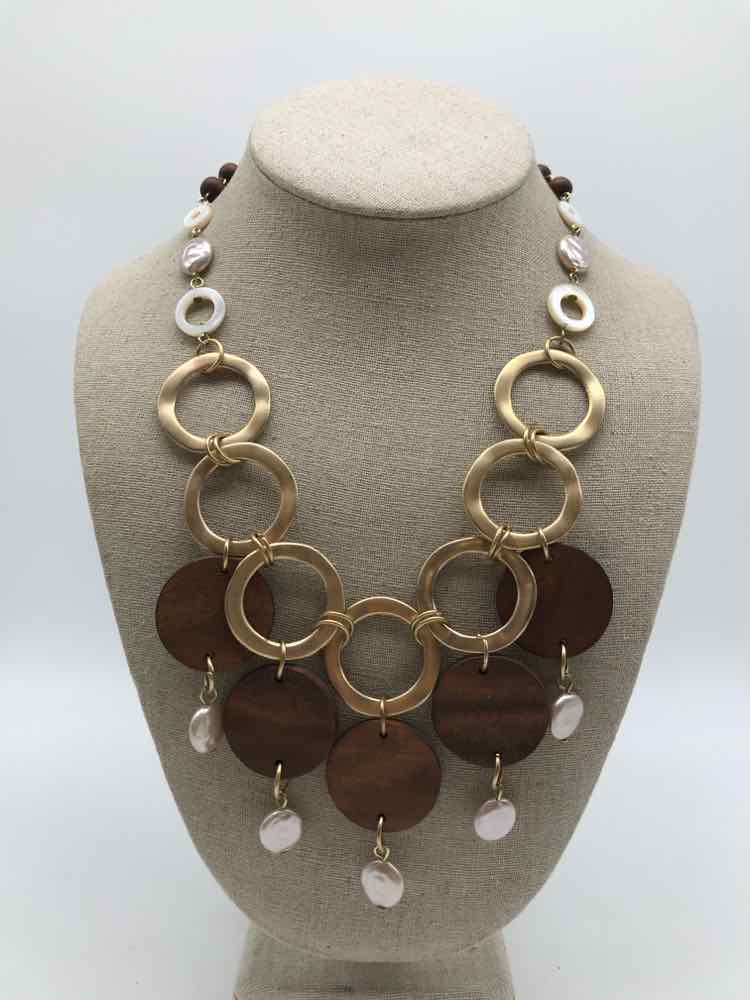 Brown Wood Circle Necklace