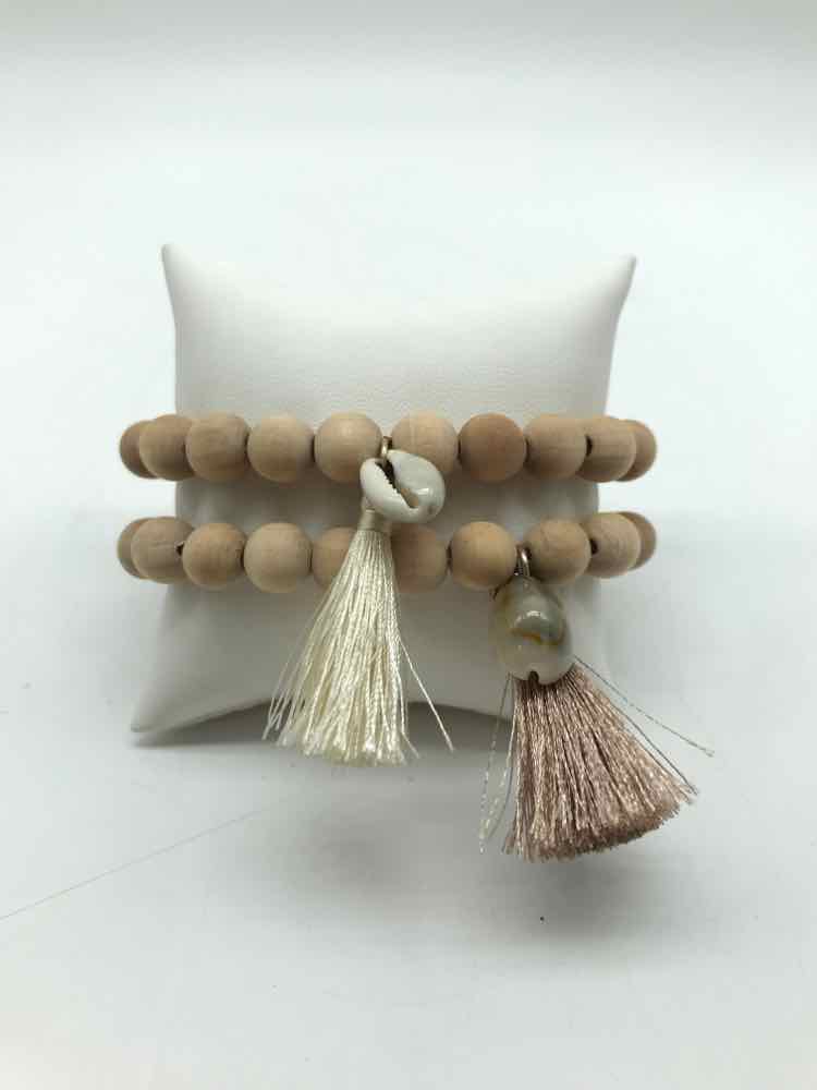 Brown Wood Stretchy Bracelet