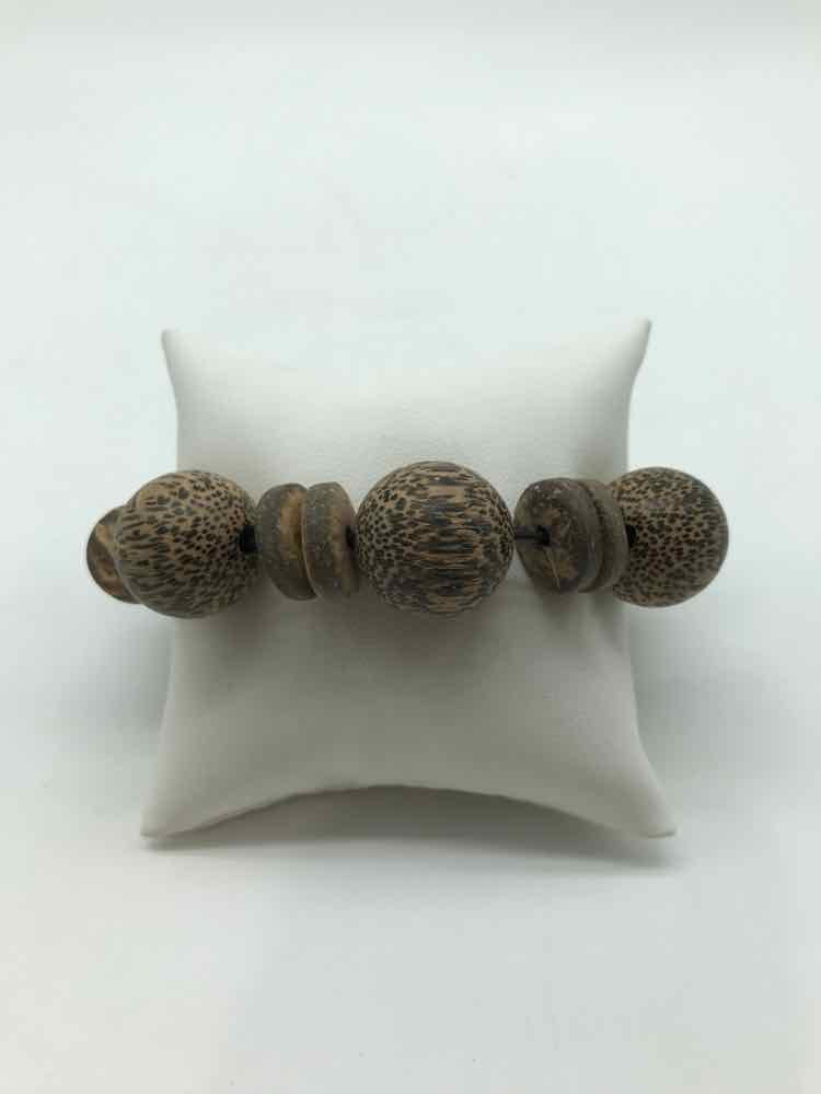 Brown Wood Stretchy Bracelet