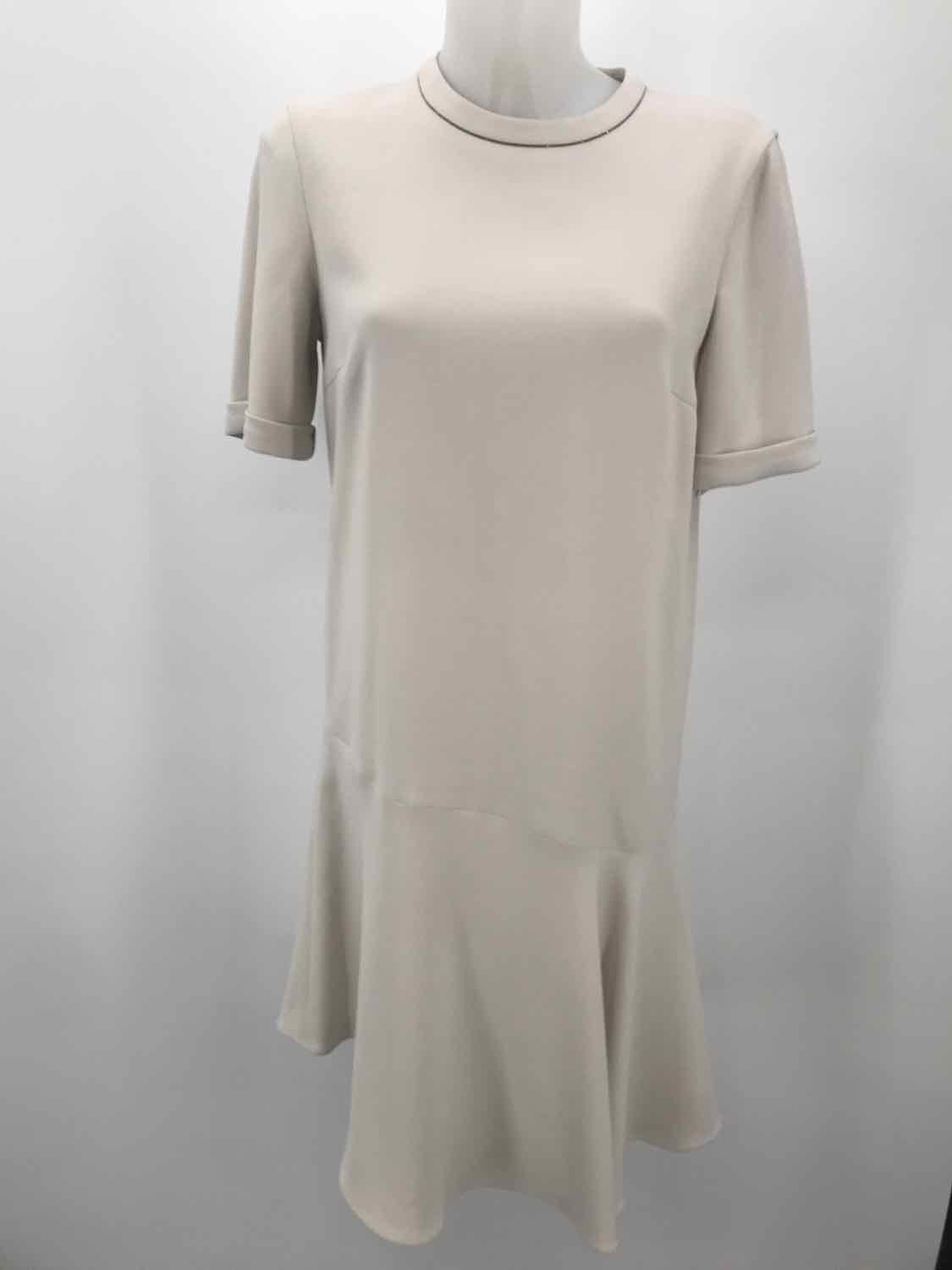 Brunello Cucinelli Grey Size Medium Midi Asymmetrical Short Sleeve Dress