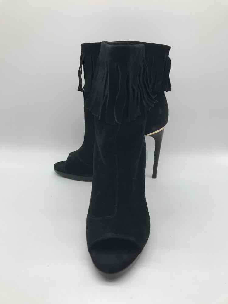 Burberry Black Size 8.5 Fringe Peep Toe Boots